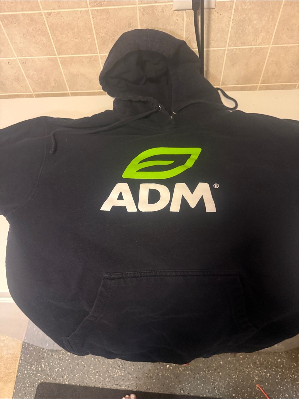 ADM Black Hoodie with Green Leaf Logo